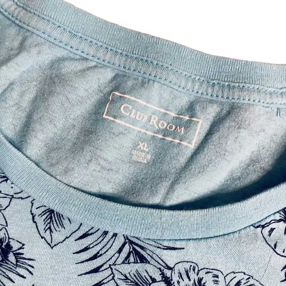 Pale blue tropical pattern T-shirt -Club Room